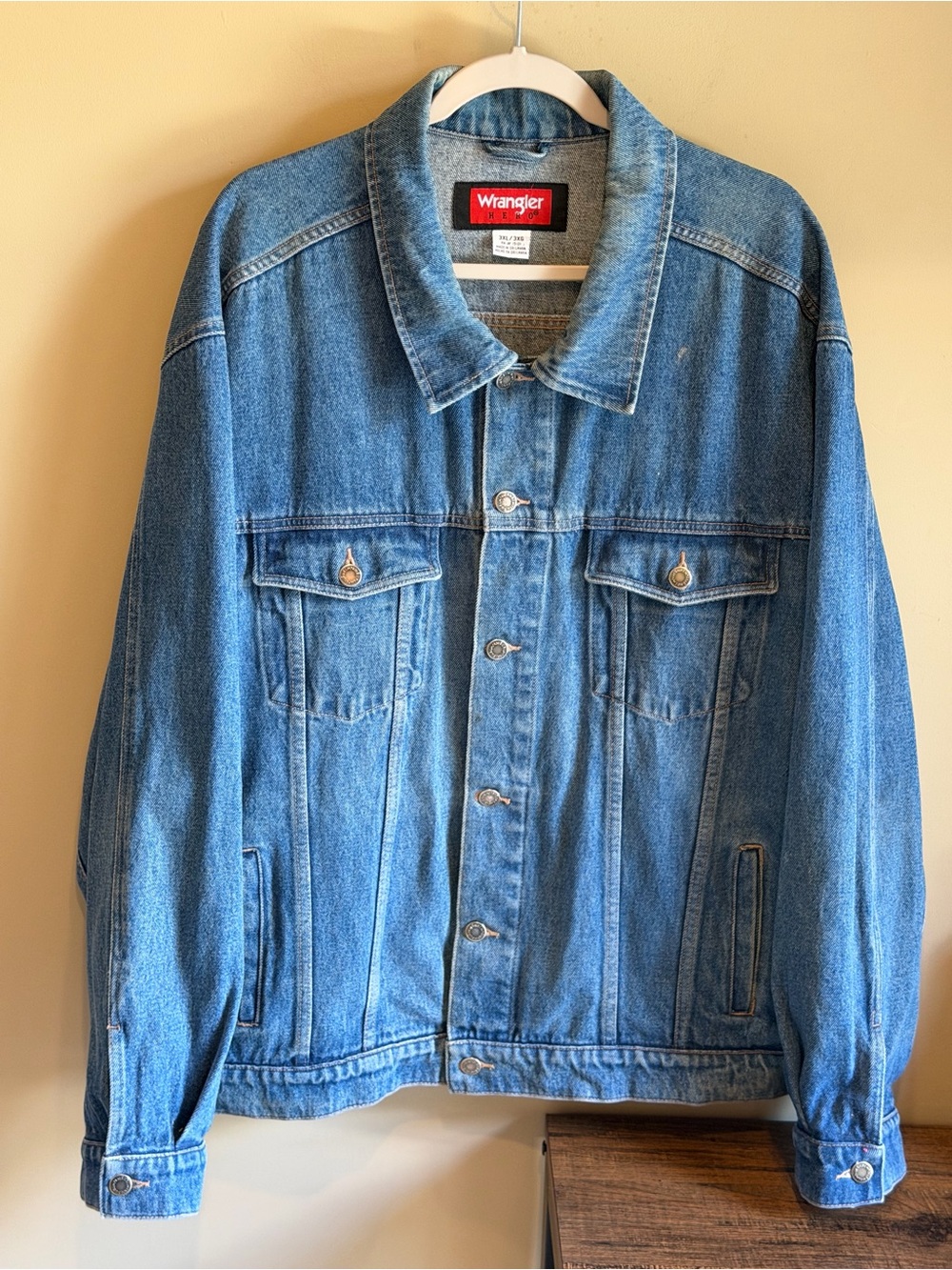 Vintage Wrangler Denim Jacket Hero  Trucker Blue Sz 3XL
